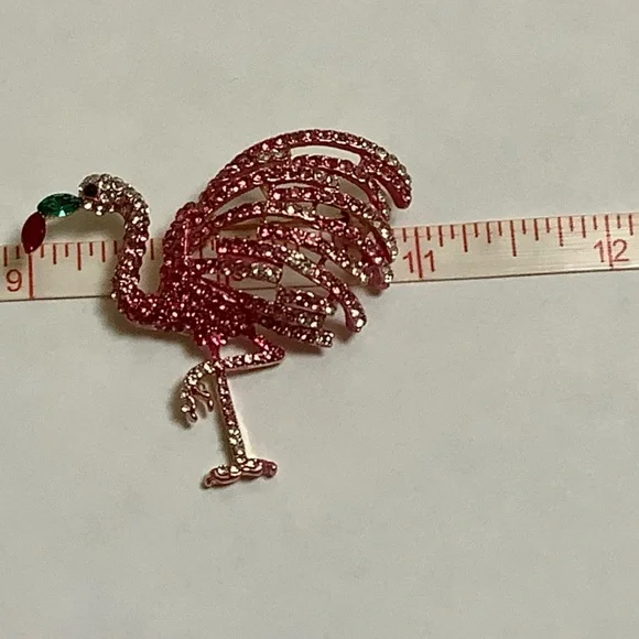 Pink Rhinestone Flamingo Brooch/Pendant - Picture 8 of 8